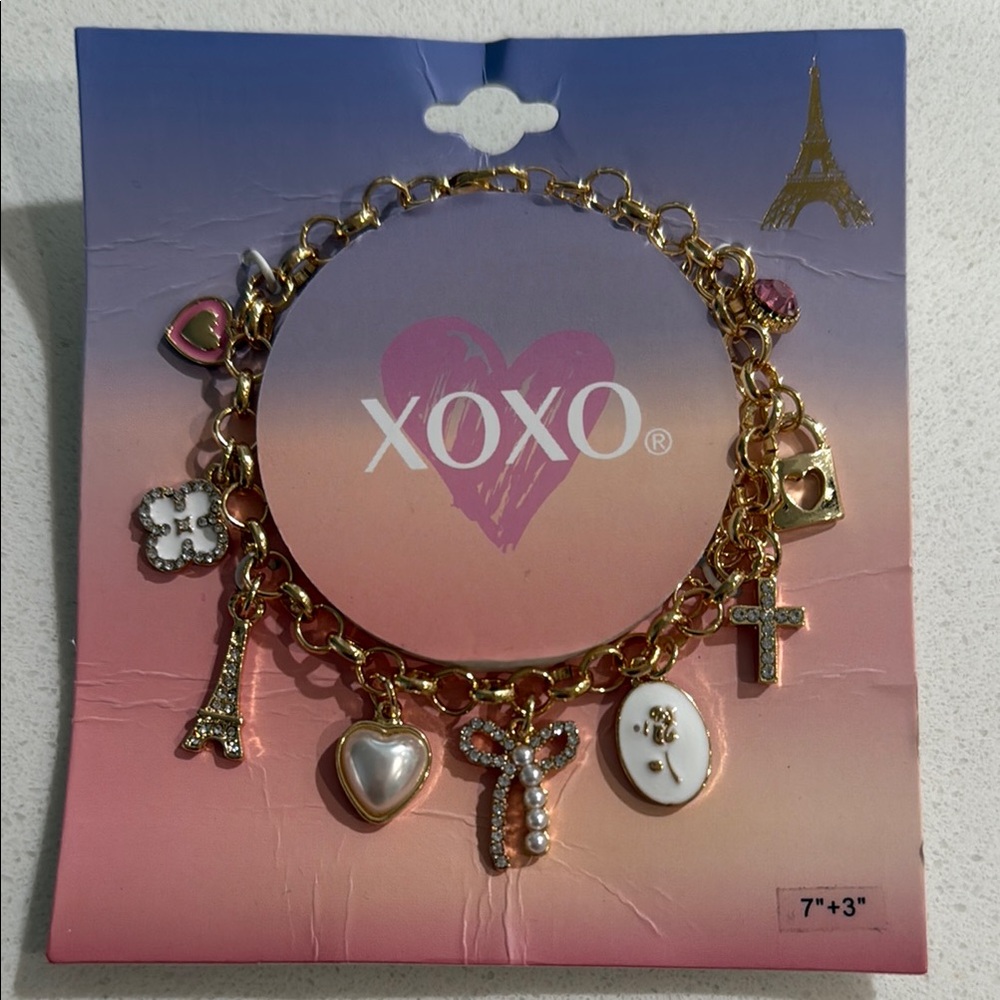 XOXO Gold Charm Bracelet for Women